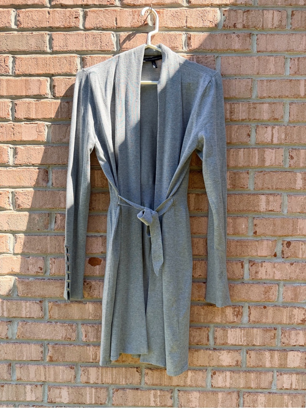Gray Tie-Waist Knit Cardigan